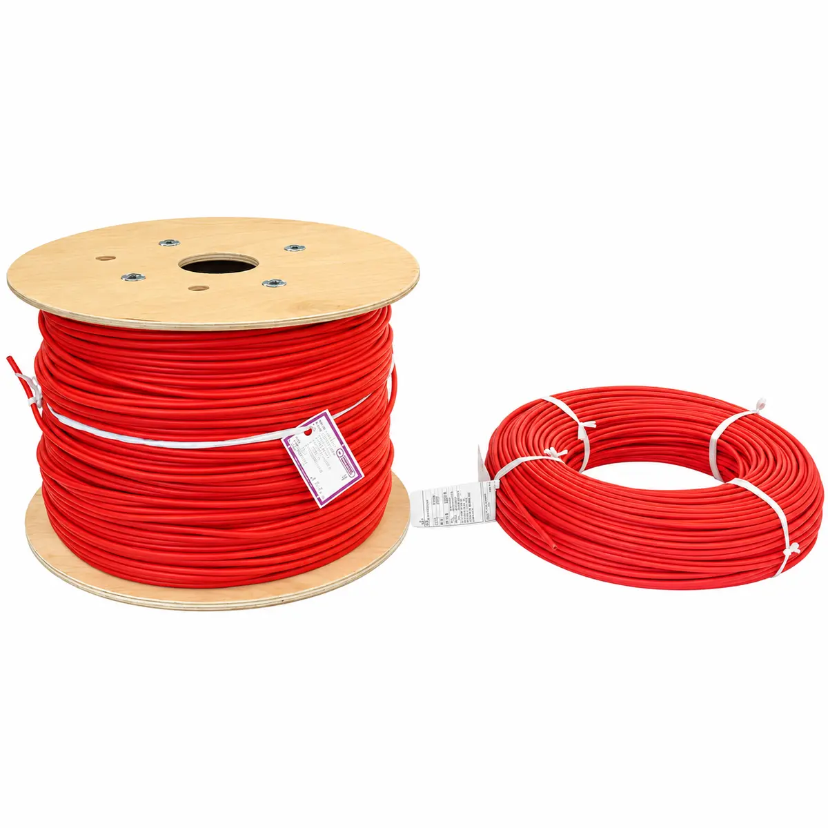 Câble électrique rouge en touret et en couronne